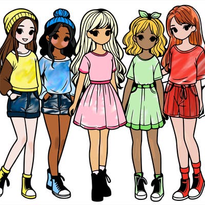 a group of five girls