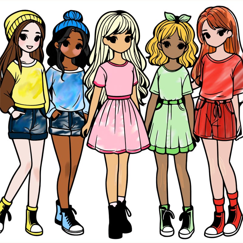 a group of five girls