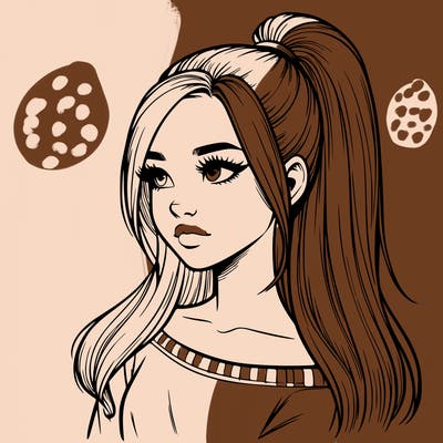 realistic girl with a high ponytail