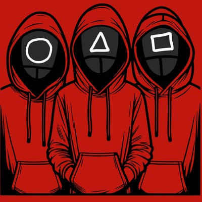 3 faceless people in  hoodies