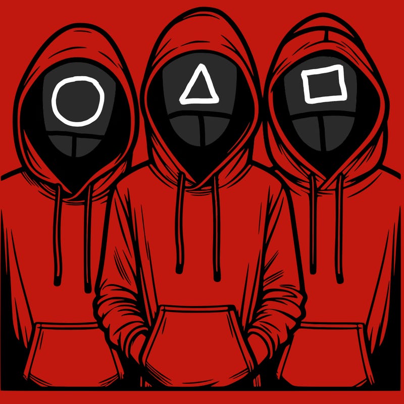 3 faceless people in  hoodies