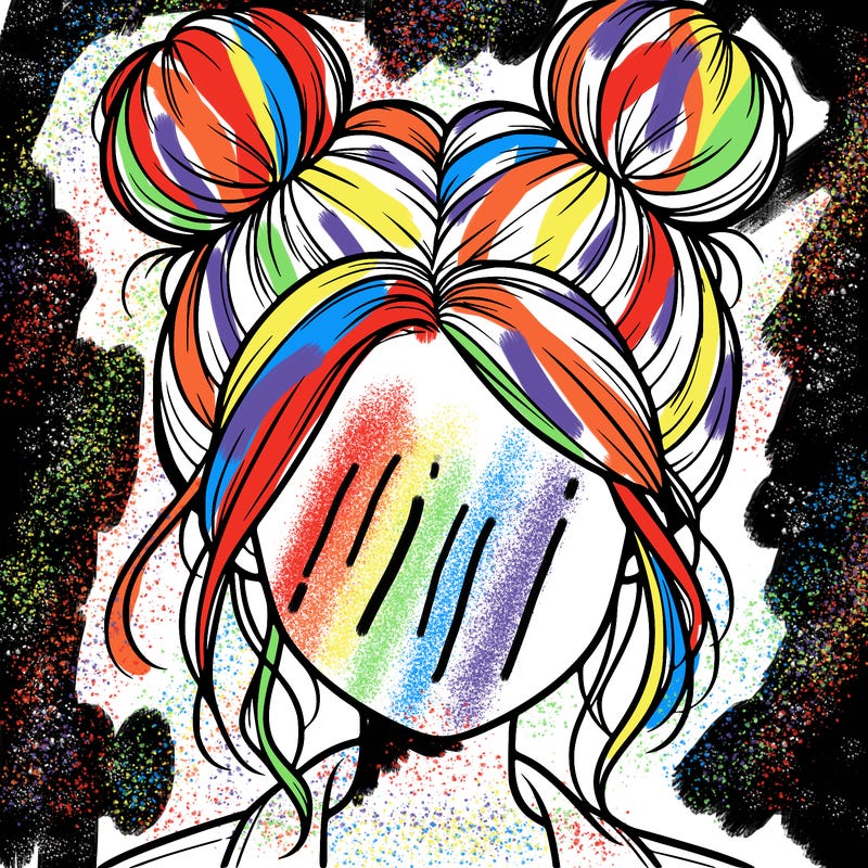 realistic girl with buns on the top of her hair