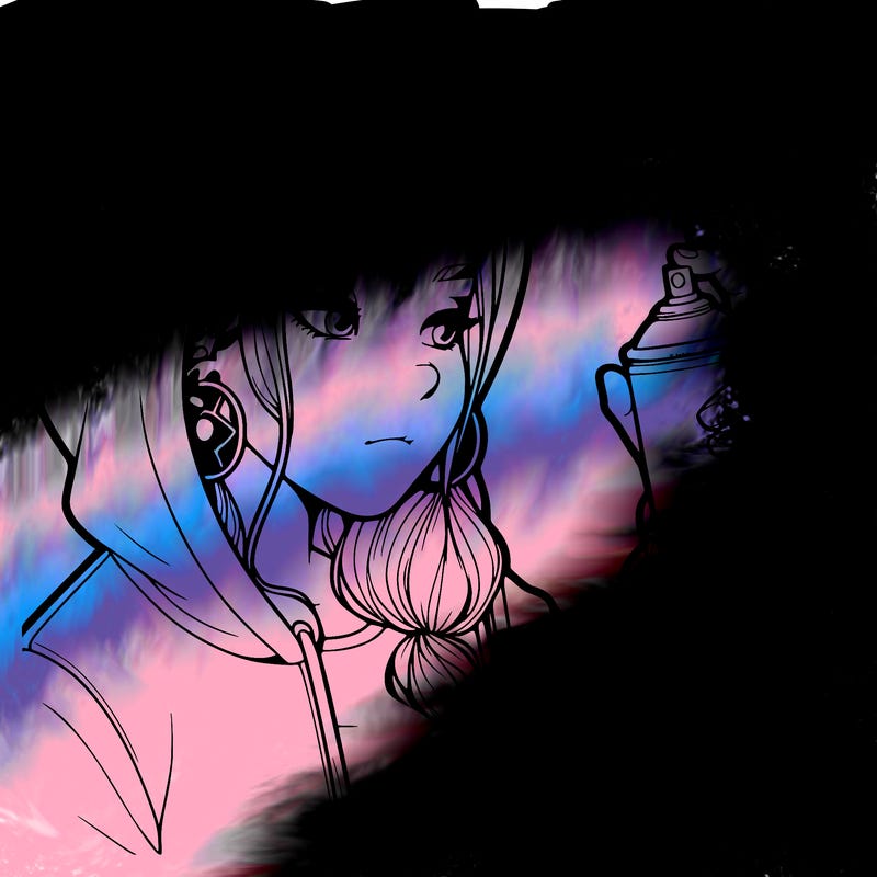 a realistic girl, spray painting