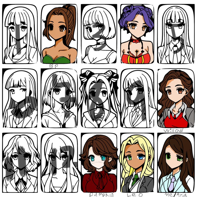 girls that look diffrent anime