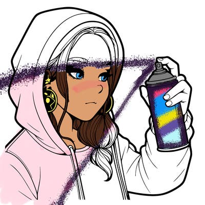 a realistic girl, spray painting