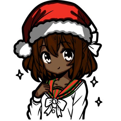anime girl wearing a santa hat