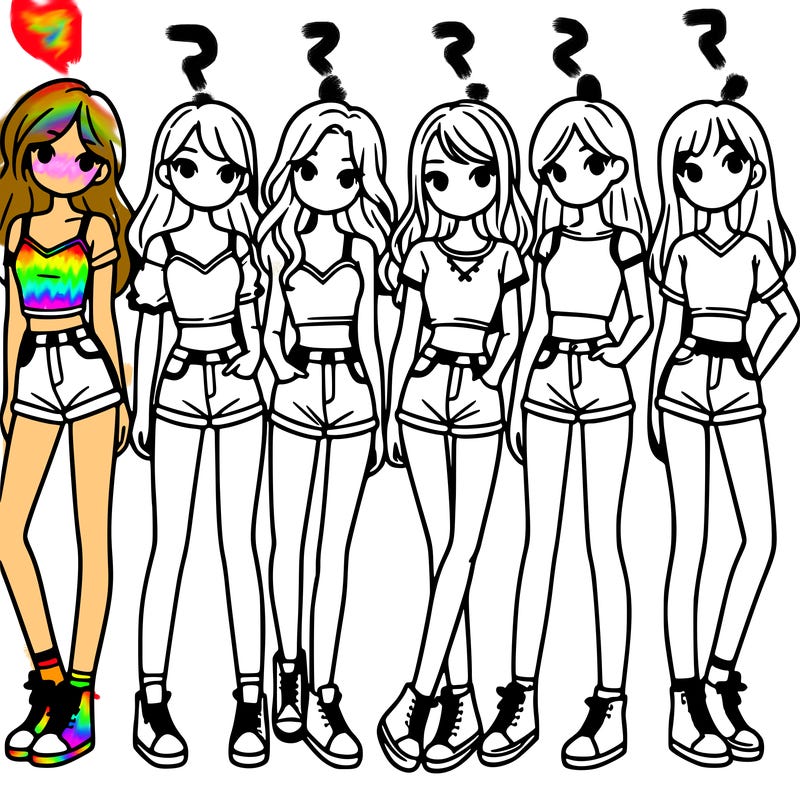 a group of girls wearing crop tops and shorts