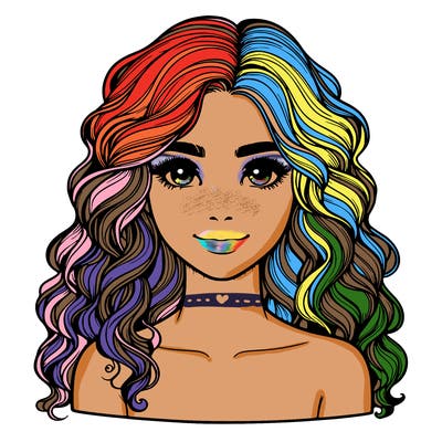 realistic girl with wavy hair