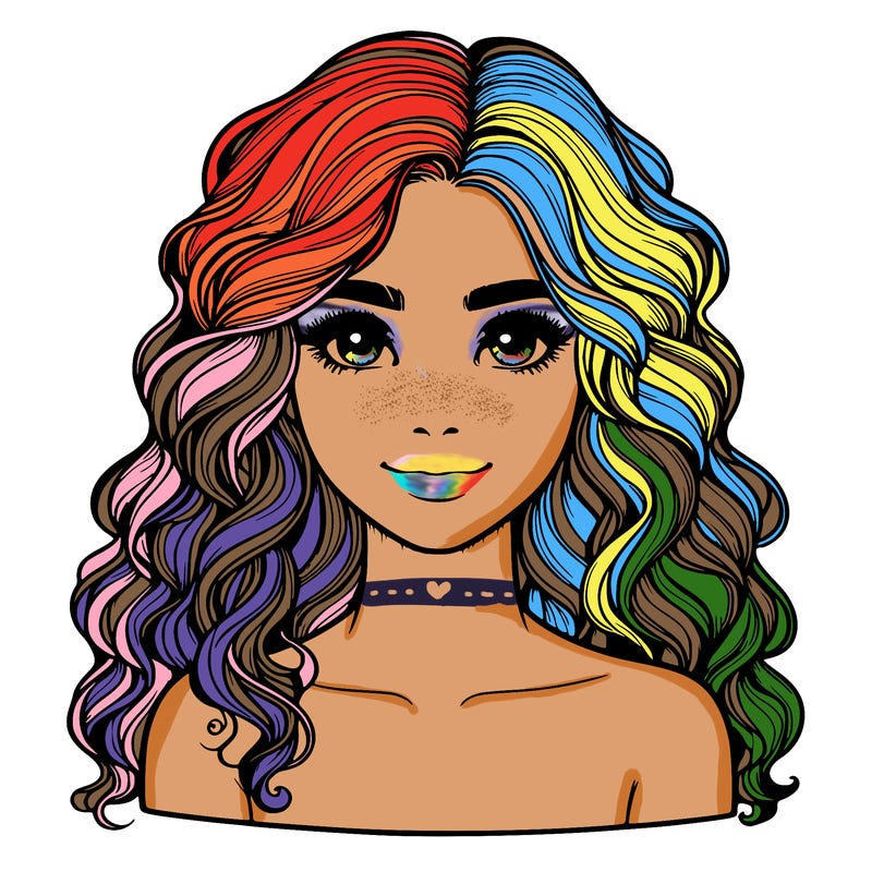 realistic girl with wavy hair