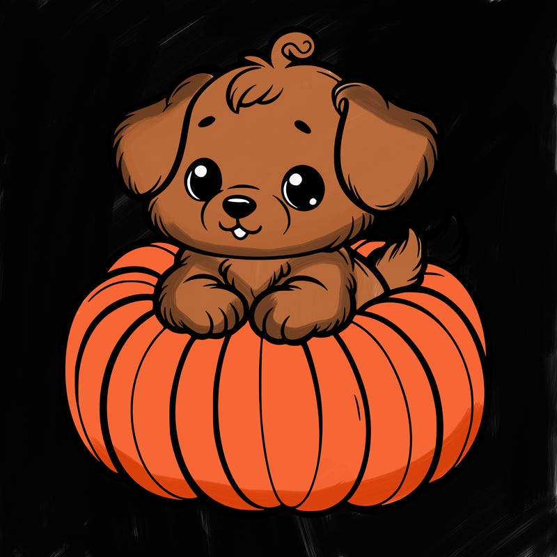 cute little puppy in a pumpkin