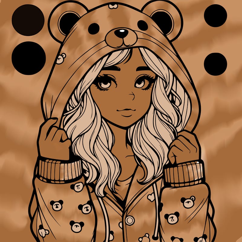 realistic girl in a animal pjs hoodie