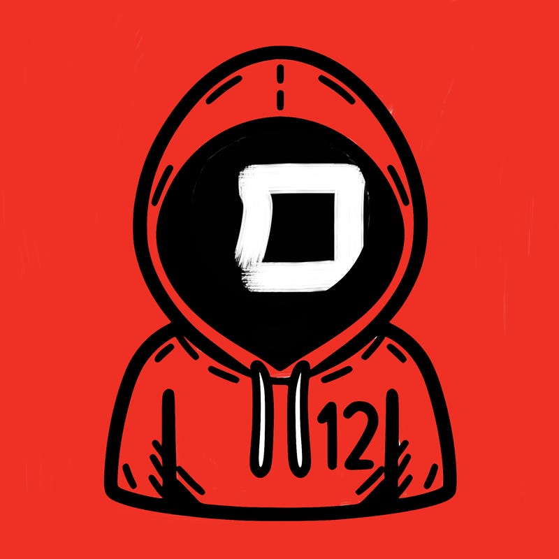 a person with non face waering a hoodie with a small 132 symbol
