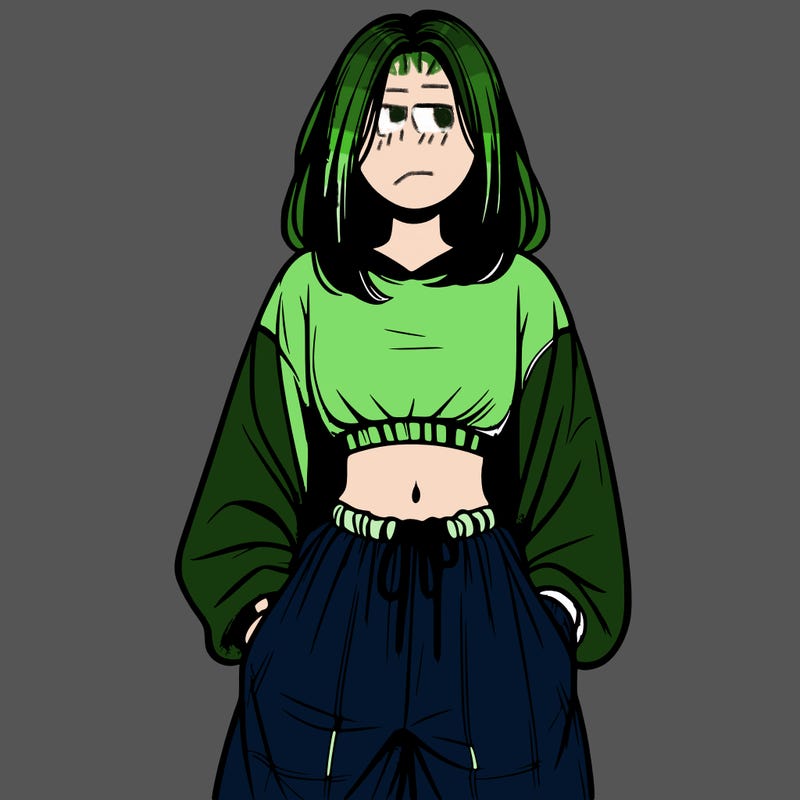 realistic girl faceless with baggy pants and a crop top