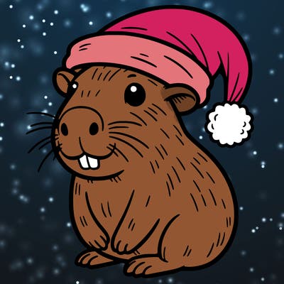 capybara with cristmas hat