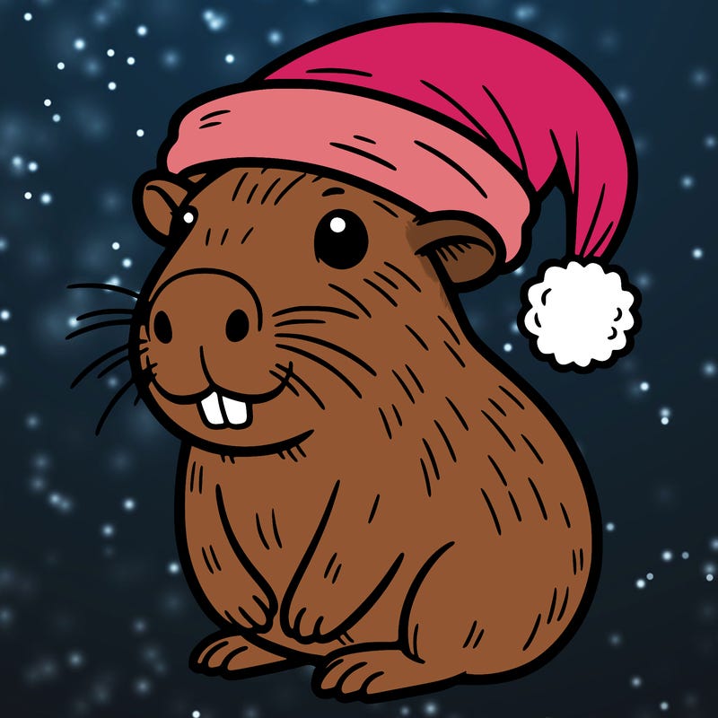 capybara with cristmas hat