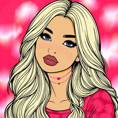 realistic girl with hair on her hair and lips