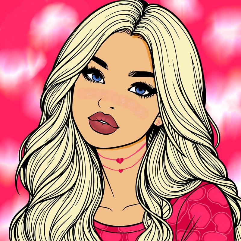 realistic girl with hair on her hair and lips