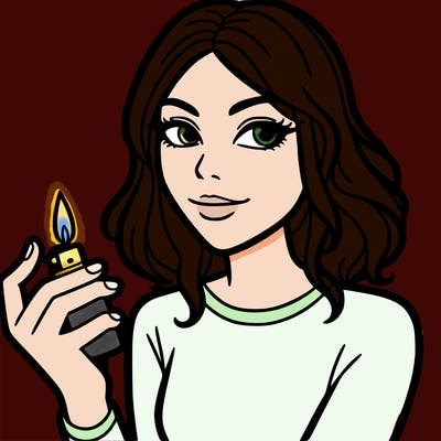 woman holding a lighter