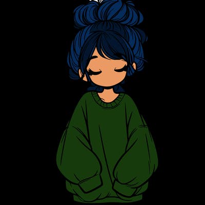 girl with baggy sweatshirt and messy bun