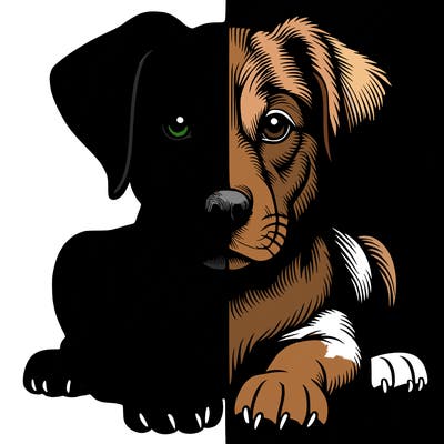 realistic dog split picture