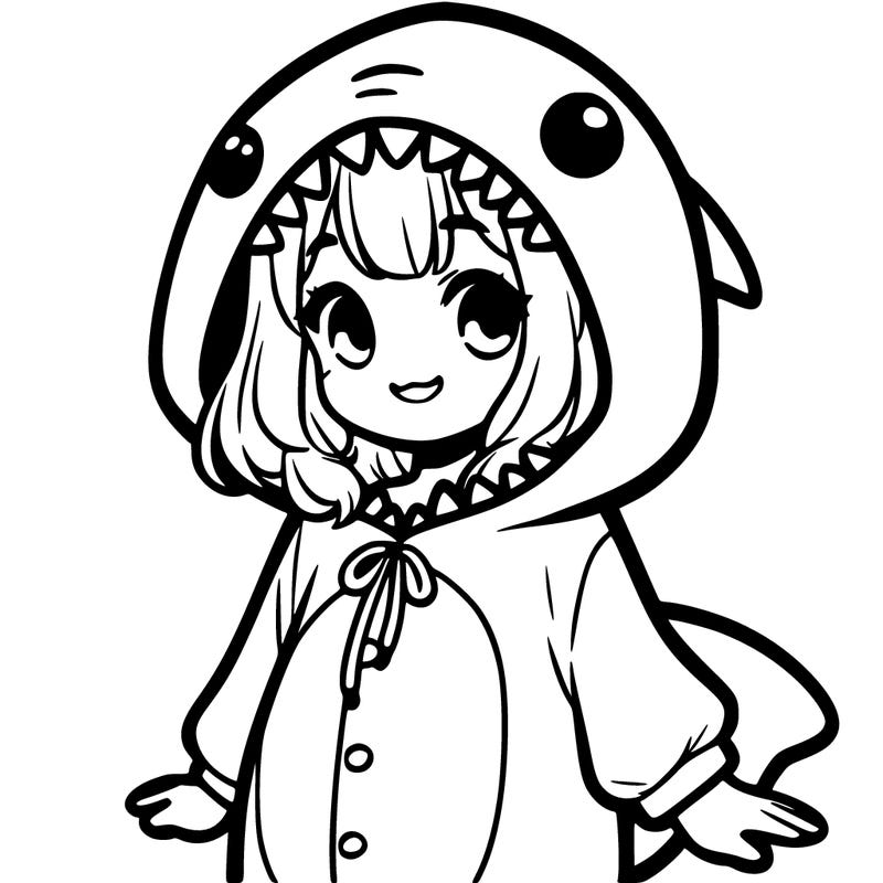 girl with a shark outfit
