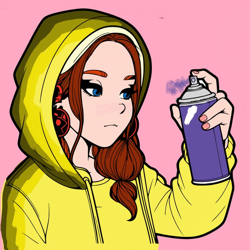 a realistic girl, spray painting
