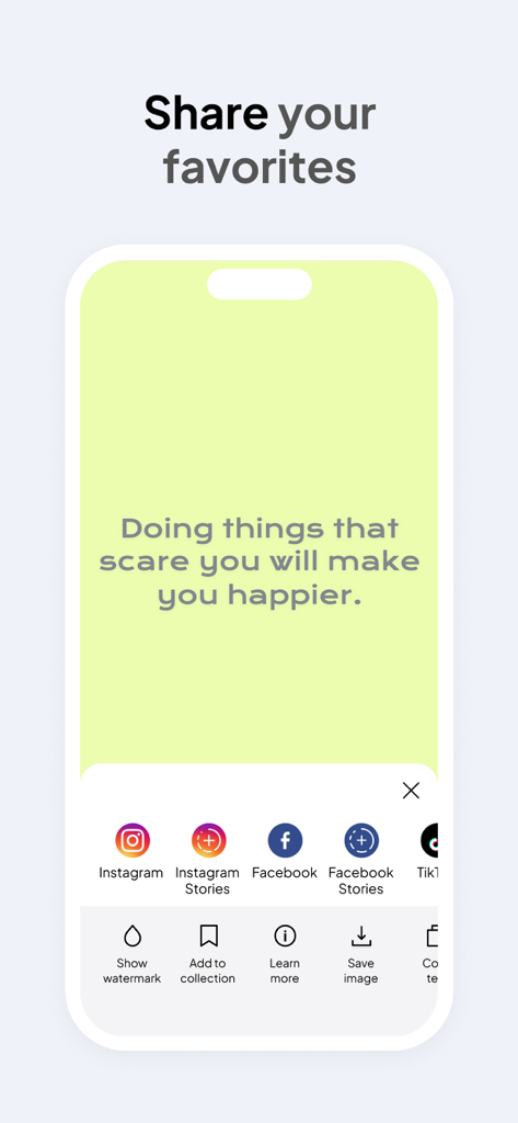 Partager chaque jour une information aléatoire tirée de l'application sur les réseaux sociaux comme Instagram et Facebook.