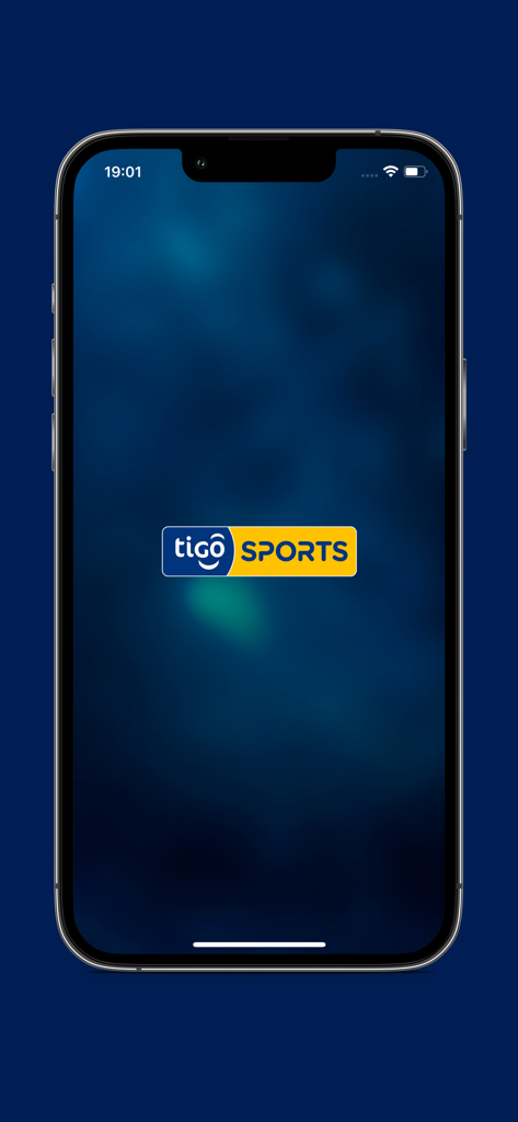 Startbildschirm der Tigo Sports Costa Rica App mit Logo auf einem iPhone