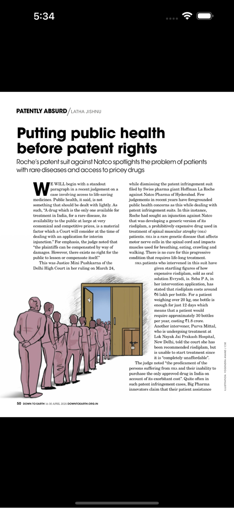 Un articolo di rivista digitale intitolato Mettere la salute pubblica prima dei diritti sui brevetti che discute l'accessibilità dei farmaci