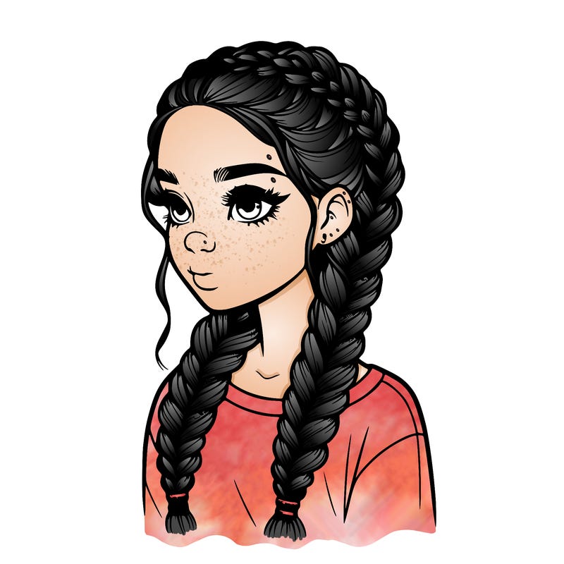 realistic girl with braids