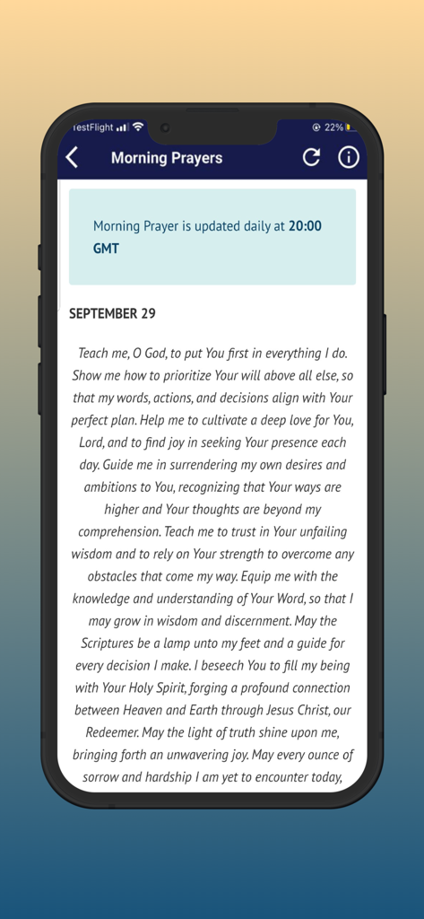 Bible: with study tools - A mobile screen showing a daily morning prayer within the Bible study tools app