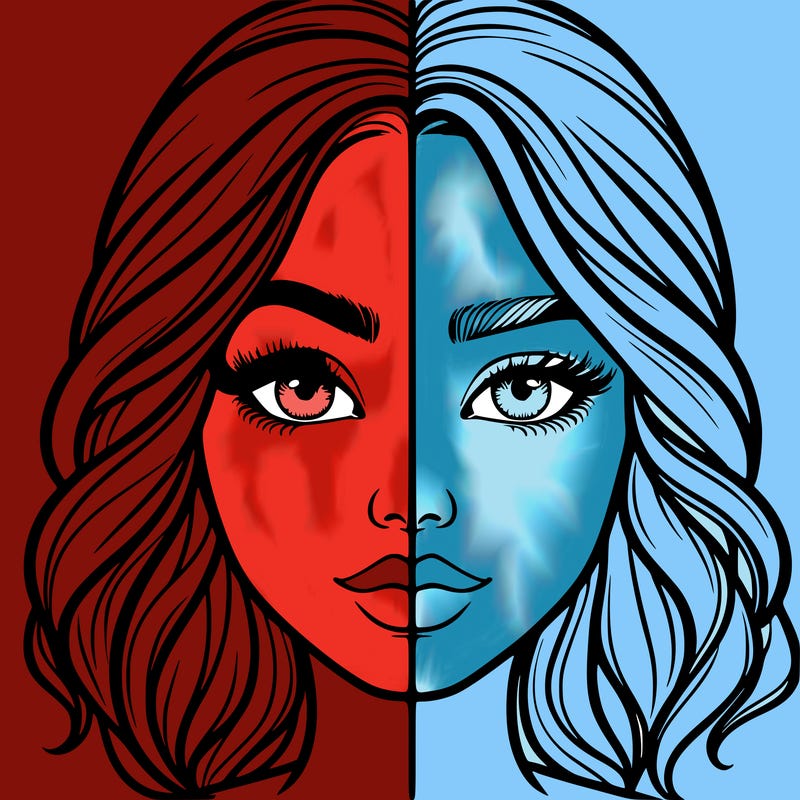 realistic girl split half