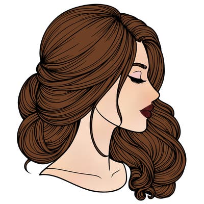 realistic woman's head & hair