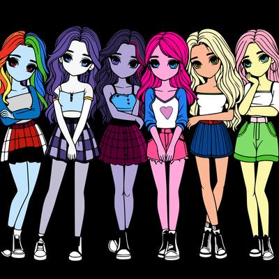 a group of girls realistic