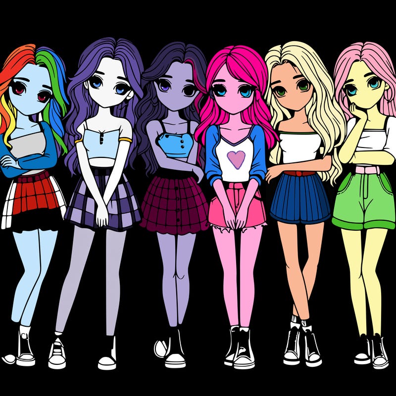 a group of girls realistic