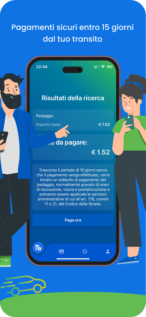 FreeFlow A33 - The FreeFlow A33 app interface displaying toll search results and a Pay Now button