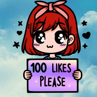 girl holding sign saying 100 likes please