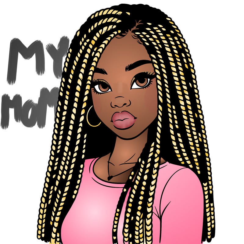 a realistic black girl with braids