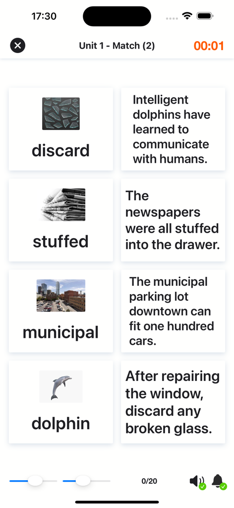 4000 Essential English Words ⑹ - Actividad de emparejamiento de vocabulario de inglés con palabras académicas y frases de ejemplo