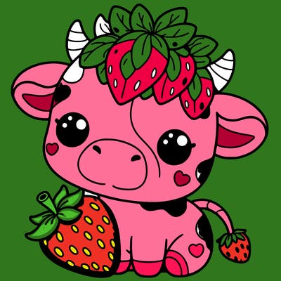 cute strawberry cow