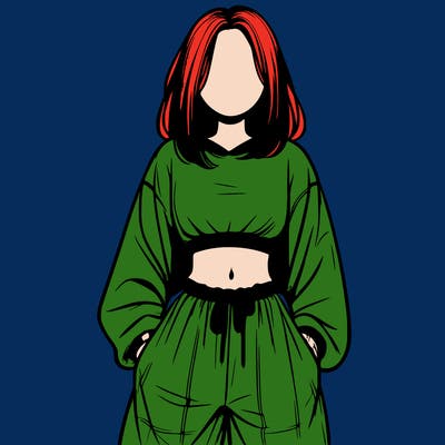 realistic girl faceless with baggy pants and a crop top