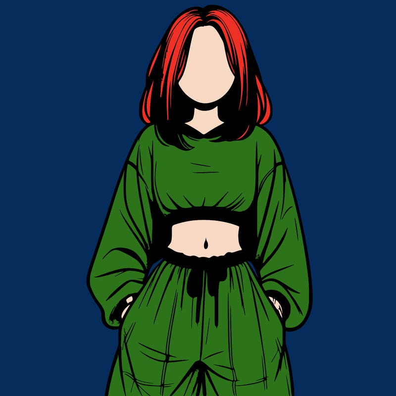 realistic girl faceless with baggy pants and a crop top