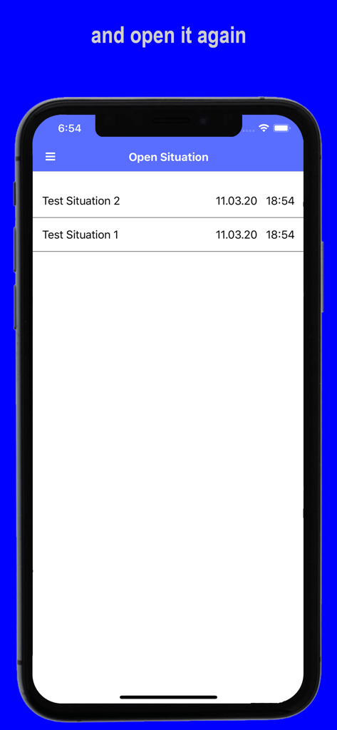 A list of saved sailing rule test situations in the Protest app showing dates and times