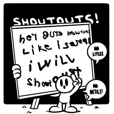 blank canvas that says above it shoutouts