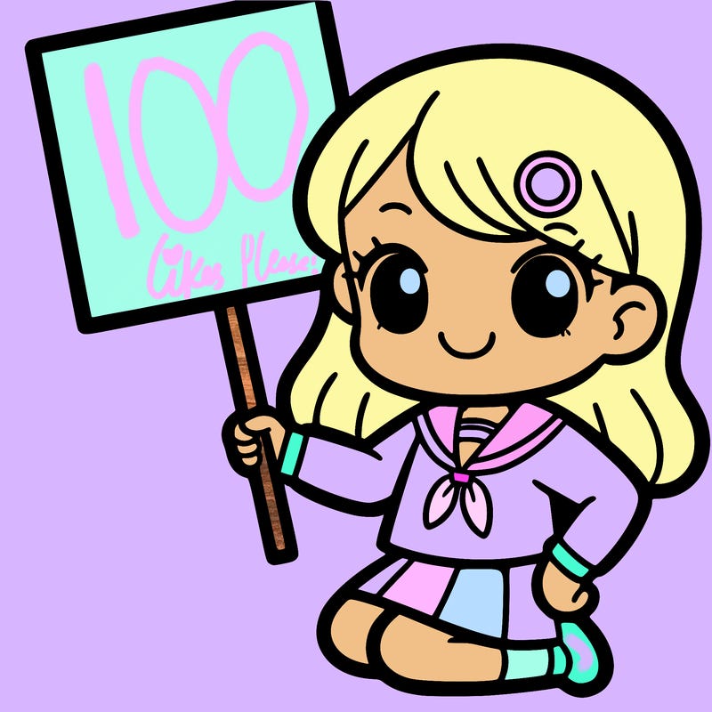 a girl holding up a sign