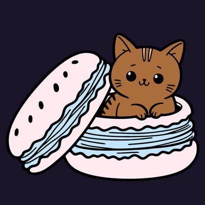 cat in a macaron