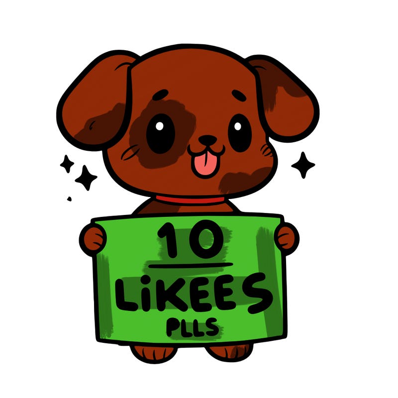 cute dog holding a sign saying 10 likes pls