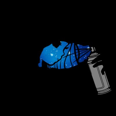 a realistic girl spray painting