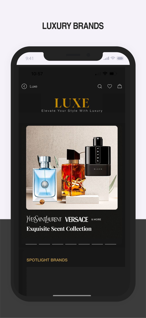 Shoppers Stop Fashion Shopping - ヴェルサーチェやイヴ・サンローランの高級香水を表示したShoppers Stopアプリ