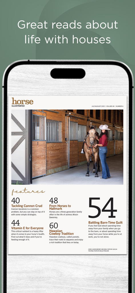 Horse Illustrated Magazine - Horse Illustrated Magazine app featuring horse care articles and equestrian lifestyle content